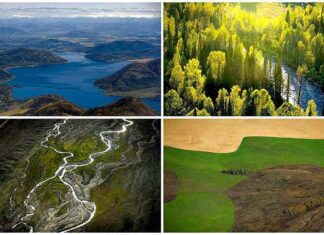 Осінь в горах казахстану з висоти пташиного польоту